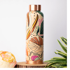 Botella de Agua de Cobre con Diseño Floral, Textura Brillante, Capacidad de 500 ml, Aislamiento Térmico, Tapa Antiderrames, Calidad Duradera - Product Image 6