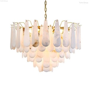 Lustre suspendu ovale en cuivre moderne de luxe léger, motif plume nuage, LED blanc chaud dimmable pour salon, chambre et salle à manger - Product Image 3