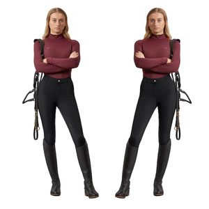 Nueva llegada ecuestre de cuatro vías estiramiento señoras técnica de equitación superior, que absorbe la humedad mujeres montar mostrar capas base mostrar camisas - Product Image 6