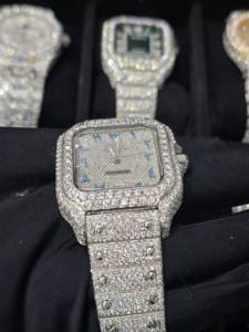 Montre de luxe pour homme, style hip-hop, sertie de moissanite VVS, cadran à chiffres romains, testeur de diamant, mécanique, vente en gros disponible - Product Image 4