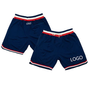 กางเกงขาสั้นกีฬาผู้ชาย ผ้าตาข่าย ระบายอากาศ แห้งเร็ว เอวยางยืด รับสกรีนโลโก้ เหมาะสำหรับวิ่ง ฟิตเนส ยิม บาสเกตบอล และออกกำลังกาย - Product Image 1