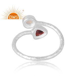 Latest Selling 925 Sterling Selling Natural Garnet & Ethiopian <b>Opal</b> Gemstone Ring Custom Jewelry For Women <b>Gift</b> For Her - Product Image 2