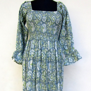 Caftan de créateur indien imprimé en bloc robe longue kaftan maxi robe d'été décontractée femmes haut long tunique soirée tenue de soirée habiller - Product Image 1