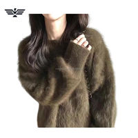 Suéter Casual Extra Grande de Felpa para Mujer, Marca EMPIRE TREND WEARS, Acrílico/Poliéster, Cuello Redondo con Volantes