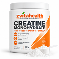 Créatine monohydrate en poudre en marque privée 500g, pour la musculation et l'augmentation de l'énergie chez l'adulte, sans sucre