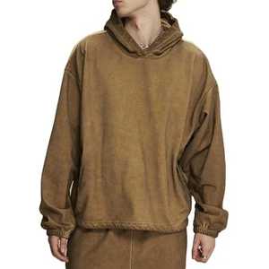 Personalizado 350GSM algodón lavado ácido hombres Sudadera con capucha en blanco liso de gran tamaño de lana de manga larga Sudadera con capucha para hombres - Product Image 1