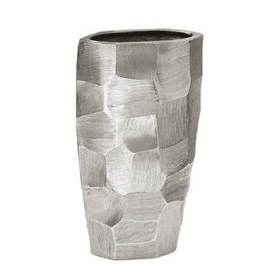 Vase à fleurs design en métal argenté pour salon et comptoir décoration maison Table Pot de fleurs décoratif - Product Image 1