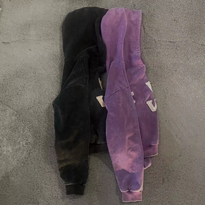 Nueva moda de los hombres de lana Streetwear sudaderas con capucha personalizadas de los hombres Sun Faded sudaderas con capucha desgastadas logotipo personalizado OEM con servicio - Product Image 5