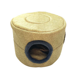 Natura 100% Lit pour animaux de compagnie à cylindre en or fabriqué à la main Motif solide Fibre en peluche lavable et chaude pour chats et chiens - Product Image 1