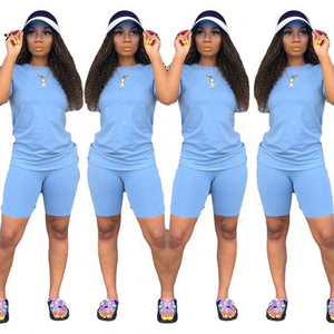 <b>Women</b> 3-Piece Biker <b>Short</b> Set Matching T-Shirt <b>Shorts</b> Outfit Neon Color Summer Casual Activewear Square Zipper Custom Logo - Product Image 3