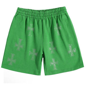 Pantalones cortos de sudor con diamantes de imitación personalizados Precio al por mayor Ropa informal Vintage al aire libre Pantalones cortos de sudor con estilo - Product Image 2