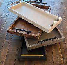 Ensemble de plateaux de service en bois de qualité supérieure avec poignées en métal Offre Spéciale plateau décoratif pour cafés - Product Image 3