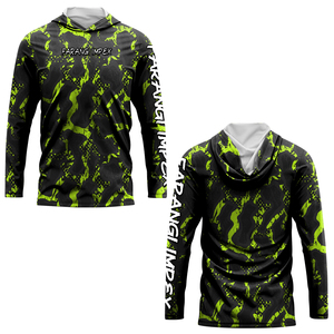 2025 hommes Performance pêche à capuche T-Shirts extérieur Protection UV respirant 100% Polyester visage masque pêche vêtements hauts - Product Image 2