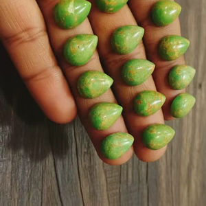 Turquesa Natural de Calidad AAA, Cabujón en Forma de Pera, Piedras Preciosas Sueltas Semipreciosas para Joyería, Verde - Product Image 2