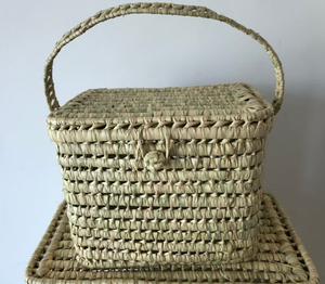 Mini troncs à couvercle marocain fabriqués à la main bohème en osier panier de rangement fermeture pour la décoration intérieure sacs à bandoulière pour femmes pour - Product Image 1