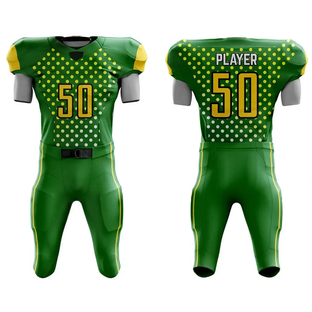 Uniforme da Football americano Logo stampato su misura abbigliamento sportivo abbigliamento sportivo in poliestere Set uniforme americana