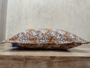 Housse de coussin 100% coton slub, véritable impression à la main, pistache, beige, feuilles, usage domestique, 45x45cm, antibactérien - Product Image 5