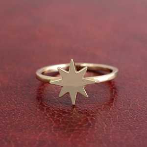 Minimal Brass Star <b>Ring</b> 18k Gold Plated <b>Dainty</b> Celestial Handmade Wholesale <b>Ring</b> for Women - Product Image 3