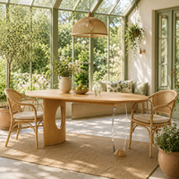 Table de salon ovale moderne en bois de chêne avec pieds en acrylique transparent pour la maison, l'appartement, l'hôtel, la salle à manger