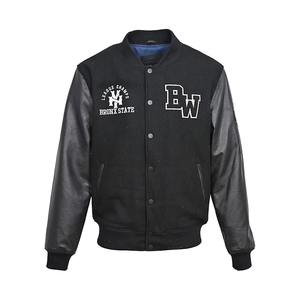 Chaqueta de bombardero universitaria de cuero personalizada de alta calidad para hombre, estilo Retro, cuerpo de lana bordado, insignias, abrigo de invierno con cuello levantado - Product Image 5