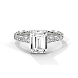 Elegante anillo de compromiso de diamantes de moissanita de corte esmeralda de Plata de Ley I 925, joyería elegante de moda de alta calidad para bodas - Product Image 1