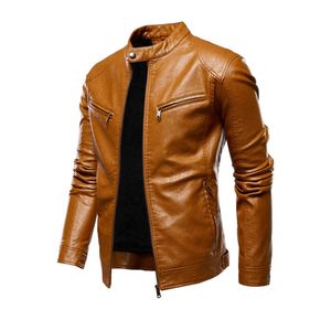 Chaqueta de cuero de invierno de calidad superior para hombre con cuello levantado 100% cuero genuino suave y transpirable - Product Image 1