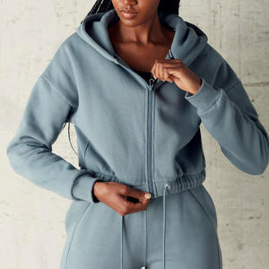 Top corto con cremallera completa para mujer, Sudadera con capucha corta, cómoda, informal, a la moda, cálida, para invierno - Product Image 6