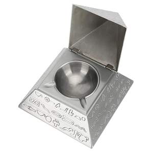 Best Polished Silver Plated <b>Ashtray</b> Container High on Trend Home Decorative Design with Three Astraigh Holder - Product Image 5