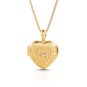 Jeulia Personalized Photo <b>Locket</b> Necklace Sterling Silver Star <b>Heart</b> Design with Birthstone - Product Image 3