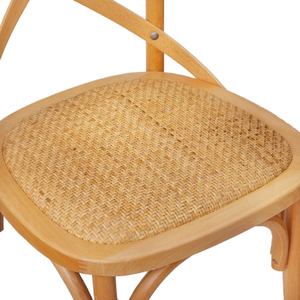 Chaise de salle à manger d'intérieur de style nordique moderne avec cadre en teck massif et rotin naturel tissé pour des espaces de restauration élégants à la maison - Product Image 6
