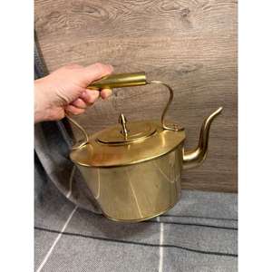 Antique Design Brass Teapot and Tea Kettle With Wood Grip <b>Handle</b> Hot Selling Luxury Tea Pot for <b>Kitchen</b> Accessories - Product Image 2