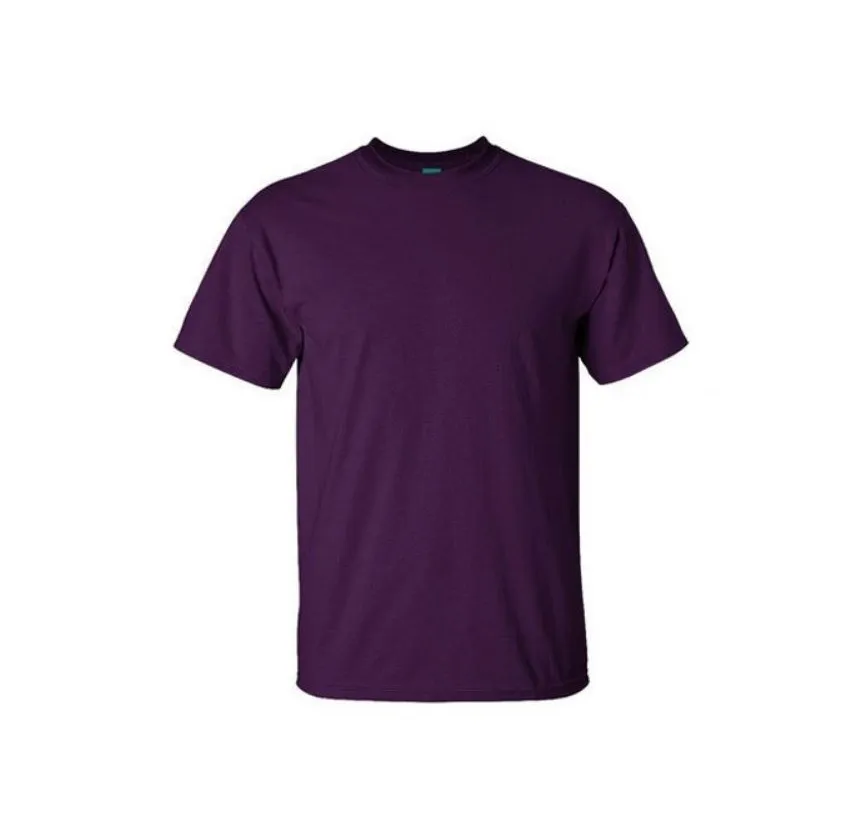 Cor roxa 100% Algodão Único Jersey O Pescoço de Manga Curta Elegante T Shirt Para Homens Street Wear Respirável Homens T-Shirts
