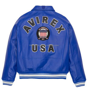 Meilleure marque de haute qualité Avirex USA Edition Blouson aviateur américain en cuir pour hommes - Product Image 2