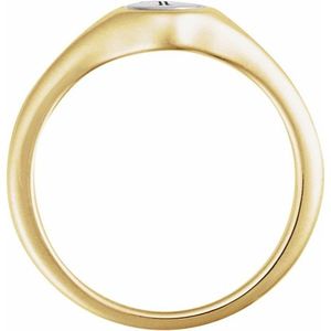 Bague signet ronde gravable avec zircon, sertie en clos et à l'effigie d'un motif, pour un usage quotidien - Product Image 2