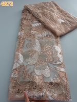4872 Tissus de dentelle perlée africaine de luxe Kalume, dentelle française nigériane en tulle maillé de haute qualité avec paillettes pour robe de mariée