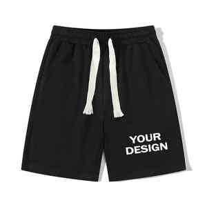 Pantalones cortos de algodón transpirables de verano para hombre con logotipo personalizado patrón sólido medio informal tejido Gymwear cordón al por mayor para uso al aire libre - Product Image 5