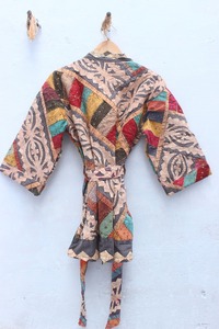 Chaqueta Kantha de algodón para exportador de fabricante indio, abrigo bordado Vintage con corte de trabajo, diseño de letras con apliques de patrón de Kimono - Product Image 6