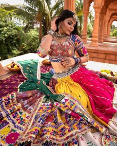 Moda étnica estilo completo muselina algodón impreso y espejo Real trabajo lienzo Patta Lehenga Choli con mano trabajo encaje Dupatta - Product Image 5
