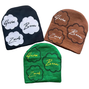 Nueva moda Beanie letra Jacquard tejido personalizado su logotipo con puños deportes Jacquard tejido Beanie moda invierno jacquard Beanie - Product Image 6