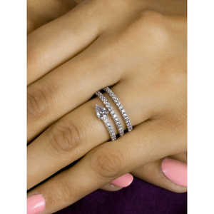 IGI certificado americano 10K platino diamante espiral solitario banda anillo romántico patrón geométrico rodio chapado anillos finos - Product Image 3