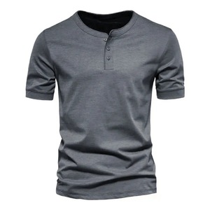 Summer <b>Henley</b> Collar T Shirt <b>Men</b> Casual Short Sleeve Solid Color Casual <b>Mens</b> Breathable <b>Tops</b> Tees Fashion T-Shirts for Man - Product Image 5