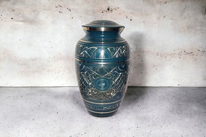 ทำจากทองเหลืองแท้ สีฟ้าอมเขียว แกะสลักด้วยมือ ขนาดใหญ่ สูง 26 ซม. - Product Image 6