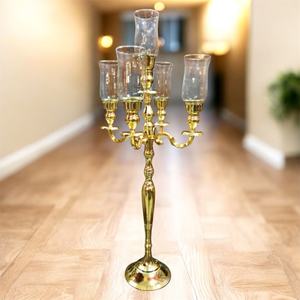 Luxury Gold Finish Metal <b>Candle</b> Holder <b>Set</b> Decorative Crystal Ball Centerpiece Antique Handmade Customizable Elegant Tabletop - Product Image 4