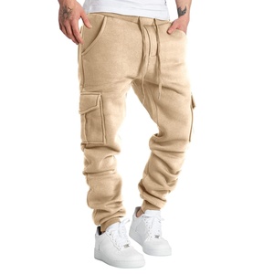 Pantalones de chándal para hombre con logotipo personalizado, pantalones de chándal de algodón en blanco, pantalones cargo con cordón para gimnasio para hombre - Product Image 1