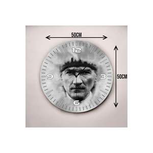 Colorful Atatürk Pattern Number <b>Wooden</b> Silent Table <b>Wall</b> <b>Clock</b> 50cm Perfect Gift Idea - Product Image 4