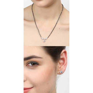 Compre un Conjunto de Mangalsutra de Plata Pura, Joyería Fina con Diamante de Corte Esmeralda Chapado en Oro, para Regalo de Boda o Fiesta para Esposa - Product Image 6