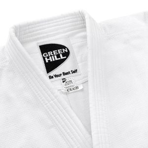Traje de Judo Green Hill Club (Blanco) de Poliéster y Algodón para Entrenamiento, con Elasticidad, Hecho en Pakistán, para Karate, Lucha y BJJ - Product Image 3
