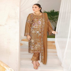 RAMSHA Brand Stylish High Quality 3-Piece Heavy Embroidered <b>Pakistani</b> <b>Dress</b> for Women Chiffon for Weddings Parties-<b>Eid</b> Discount - Product Image 4