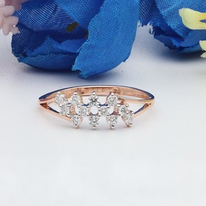 Bague élégante à 2 rangs en or rose 14 carats avec diamants cultivés en laboratoire Mode classique de fiançailles et de mariage avec certificat IGI - Product Image 1