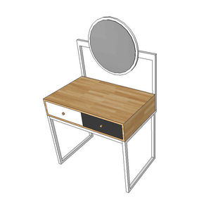 Modern Design SFBTD003 Wood and Rubberwood Dressing Table with Iron Frame and Round <b>Mirror</b> - Product Image 1